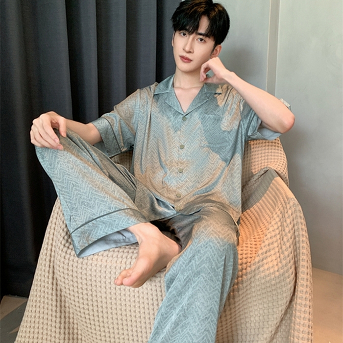 91家纺网 家纺一手货源 找家纺 洛兰沙 2024新款夏季高级感轻奢男士睡衣 515
