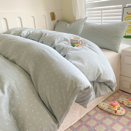 爵仕家纺 2025小清新风格双层纱纯棉四件套 樱桃