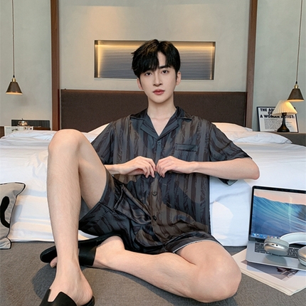 洛兰沙 2024新款冰丝夏季高级感轻奢丝滑男士睡衣 503