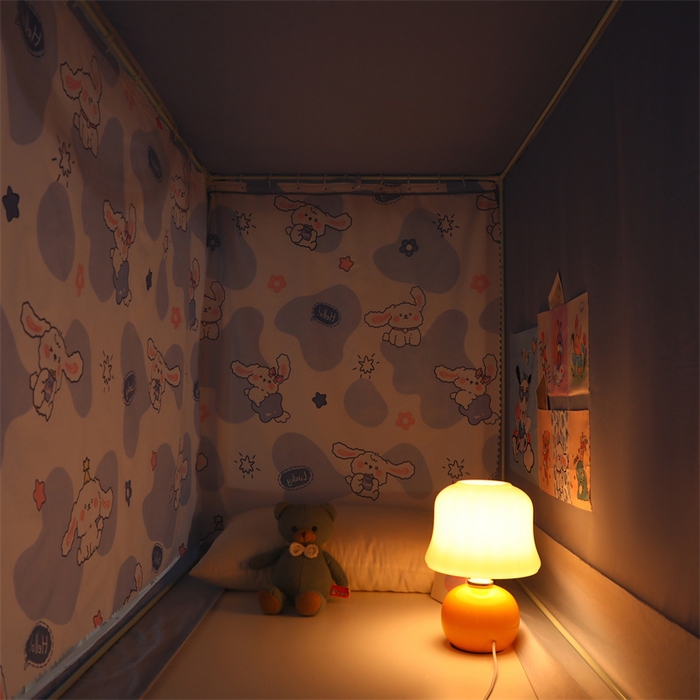 91家纺网 家纺一手货源 找家纺 迪凡保罗蚊帐 2025新款2412小清新印花遮光学生蚊帐带口袋帘 长耳兔