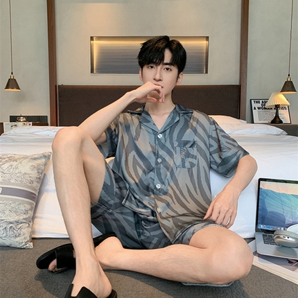 洛兰沙 2024新款冰丝夏季高级感轻奢丝滑男士睡衣 509