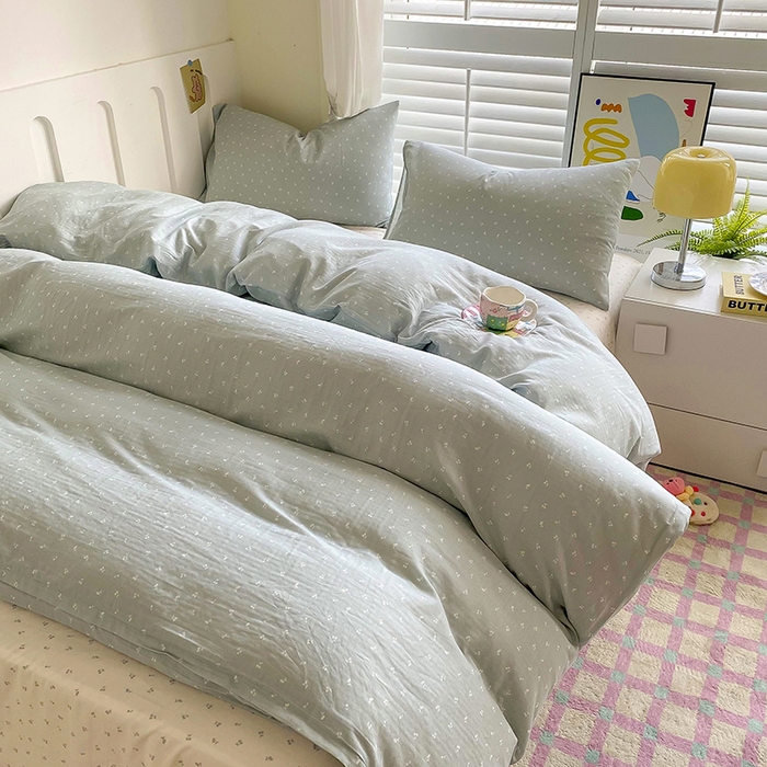 91家纺网 家纺一手货源 找家纺 爵仕家纺 2025小清新风格双层纱纯棉四件套 樱桃