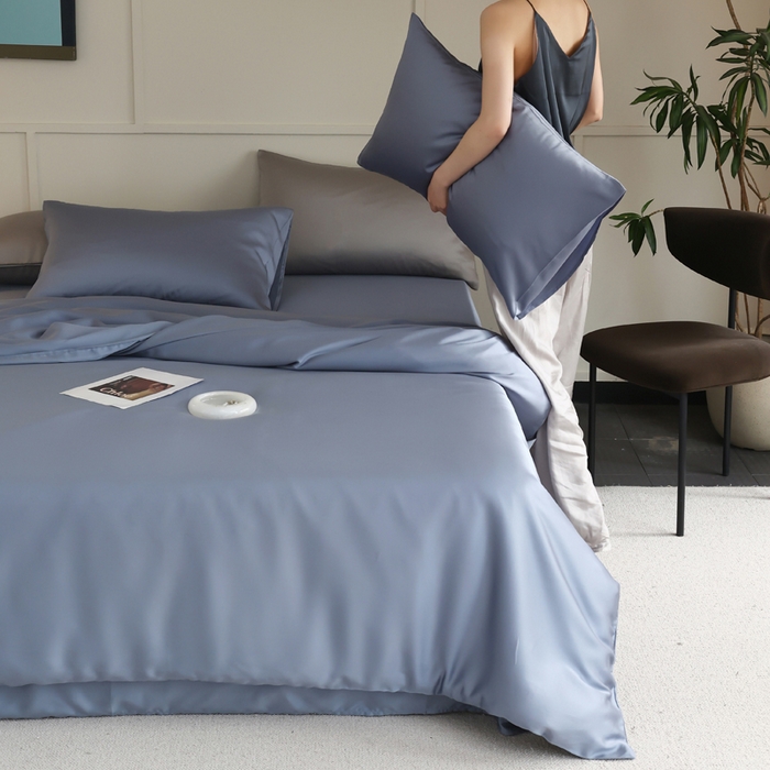 91家纺网 家纺一手货源 找家纺 轩和 2025新款A类LF兰精天丝套件 劳伦蓝