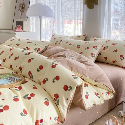 91家纺网 家纺一手货源 找家纺 （总）宇彬家纺 2024直播新款13372全棉纯棉印花单双人被套喷气小清新简约爆款学生被罩