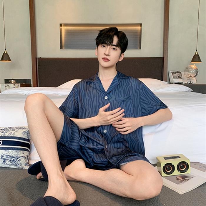 91家纺网 家纺一手货源 找家纺 洛兰沙 2024新款冰丝夏季高级感轻奢丝滑男士睡衣 516