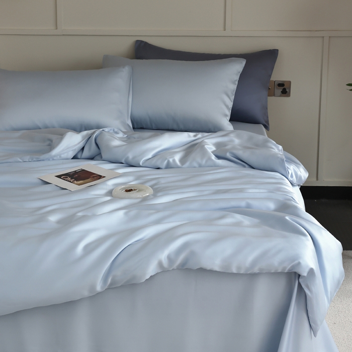 91家纺网 家纺一手货源 找家纺 轩和 2025新款A类LF兰精天丝套件 夏日蓝