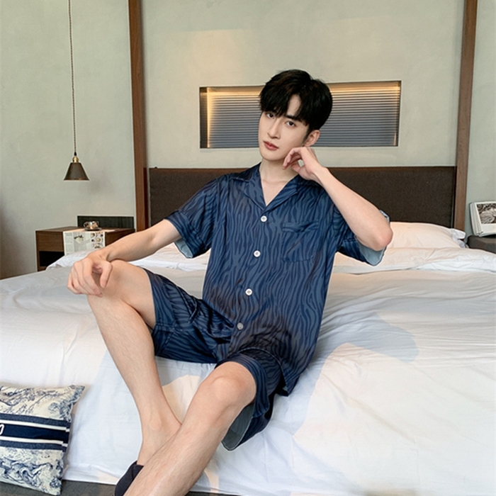 91家纺网 家纺一手货源 找家纺 洛兰沙 2024新款冰丝夏季高级感轻奢丝滑男士睡衣 516