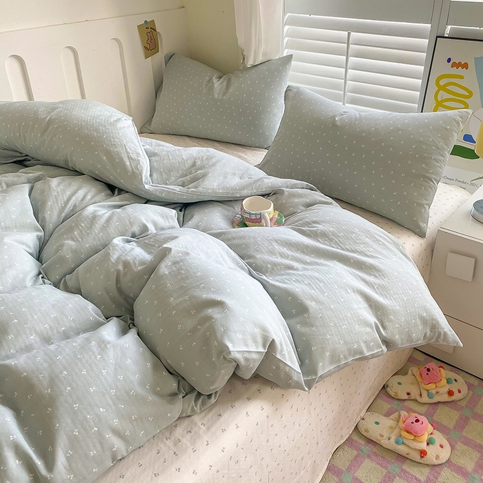 91家纺网 家纺一手货源 找家纺 爵仕家纺 2025小清新风格双层纱纯棉四件套 樱桃