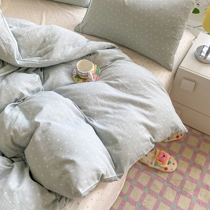 91家纺网 家纺一手货源 找家纺 爵仕家纺 2025小清新风格双层纱纯棉四件套 樱桃