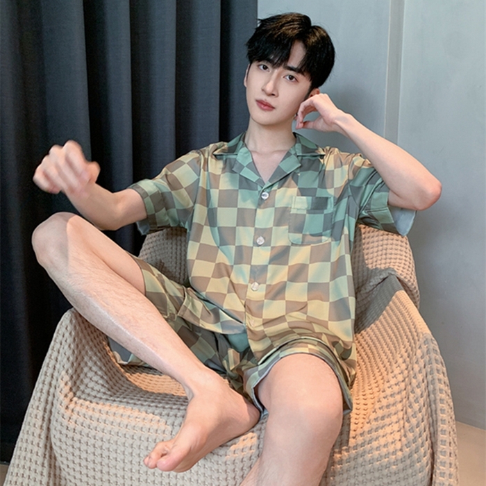 91家纺网 家纺一手货源 找家纺 洛兰沙 2024新款冰丝夏季高级感轻奢丝滑男士睡衣 512