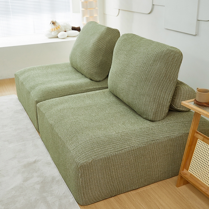 91家纺网 家纺一手货源 找家纺 （总）丝绮鹿 2024新款仿麻雪尼尔系列模块方块沙发套