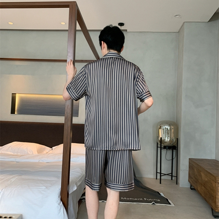 91家纺网 家纺一手货源 找家纺 洛兰沙 2024新款冰丝夏季高级感轻奢丝滑男士睡衣 501