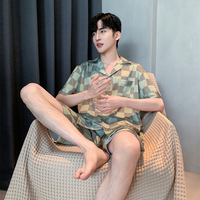 91家纺网 家纺一手货源 找家纺 洛兰沙 2024新款冰丝夏季高级感轻奢丝滑男士睡衣 512