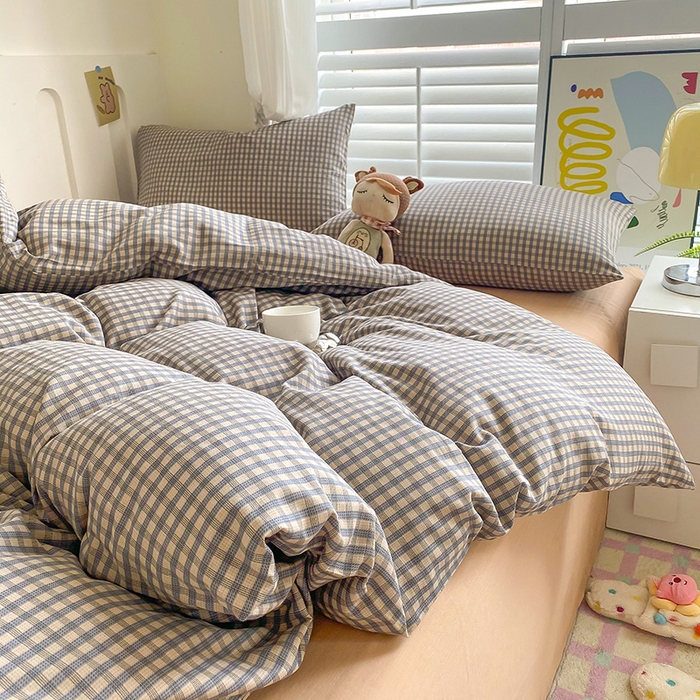 91家纺网 家纺一手货源 找家纺 爵仕家纺 2025小清新风格双层纱纯棉四件套 资调