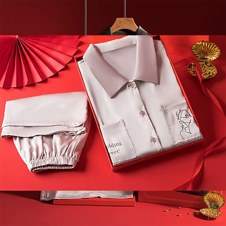 91家纺网 家纺一手货源 找家纺 （总）洛兰沙 2024新款情侣睡衣女夏季冰丝短袖短裤长裤素色休闲家居服男服男套青少年休闲家居服