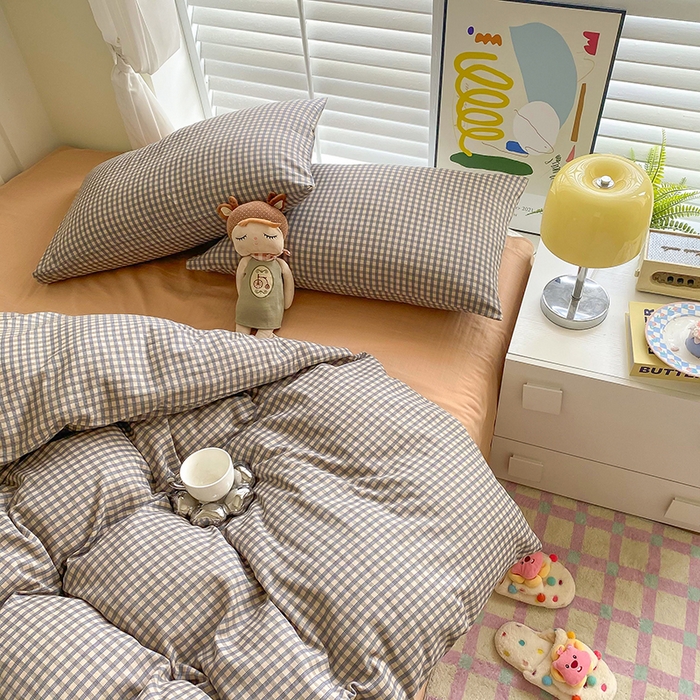 91家纺网 家纺一手货源 找家纺 爵仕家纺 2025小清新风格双层纱纯棉四件套 资调