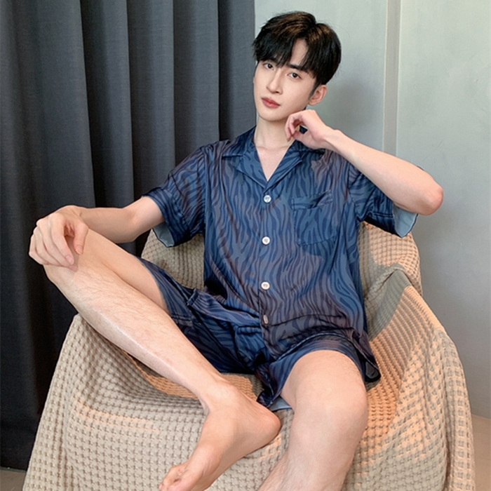 91家纺网 家纺一手货源 找家纺 洛兰沙 2024新款冰丝夏季高级感轻奢丝滑男士睡衣 516