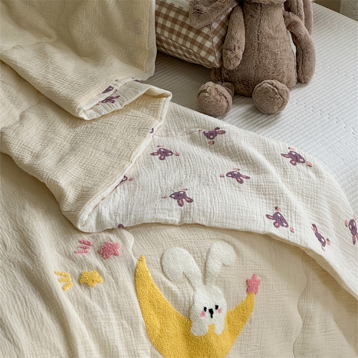 91家纺网 家纺一手货源 找家纺 （总）洋铭区 2024新花型皱皱纱毛巾绣夏被