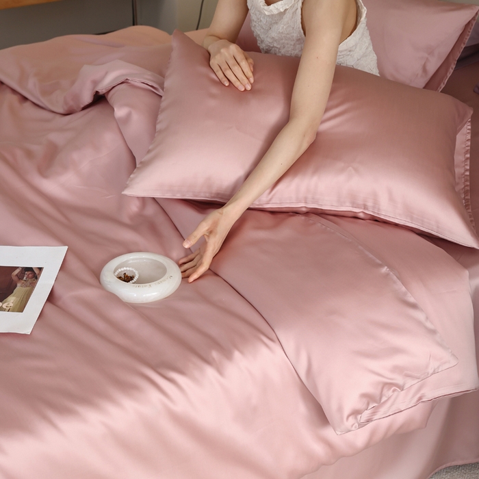 91家纺网 家纺一手货源 找家纺 轩和 2025新款A类LF兰精天丝套件 胭脂粉