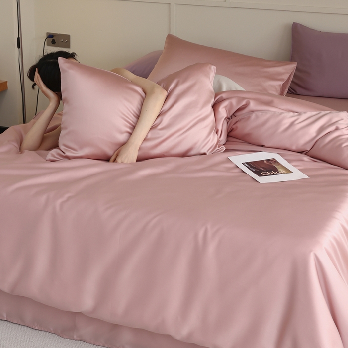 91家纺网 家纺一手货源 找家纺 轩和 2025新款A类LF兰精天丝套件 胭脂粉