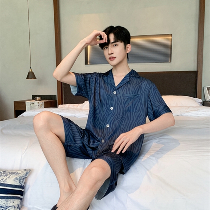 91家纺网 家纺一手货源 找家纺 洛兰沙 2024新款冰丝夏季高级感轻奢丝滑男士睡衣 516