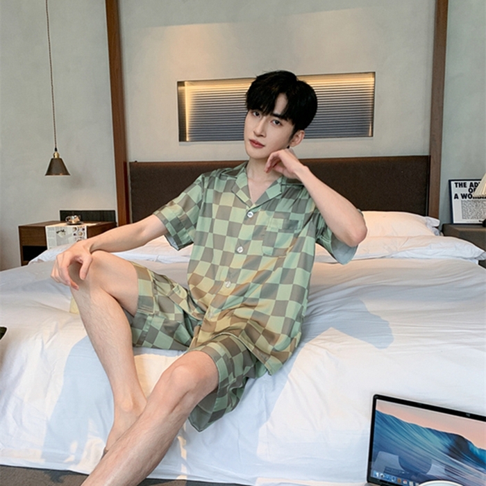 91家纺网 家纺一手货源 找家纺 洛兰沙 2024新款冰丝夏季高级感轻奢丝滑男士睡衣 512