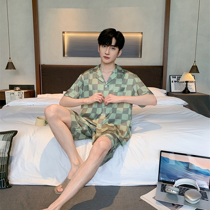 91家纺网 家纺一手货源 找家纺 洛兰沙 2024新款冰丝夏季高级感轻奢丝滑男士睡衣 512