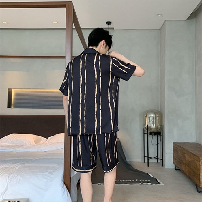 91家纺网 家纺一手货源 找家纺 洛兰沙 2024新款冰丝夏季高级感轻奢丝滑男士睡衣 504