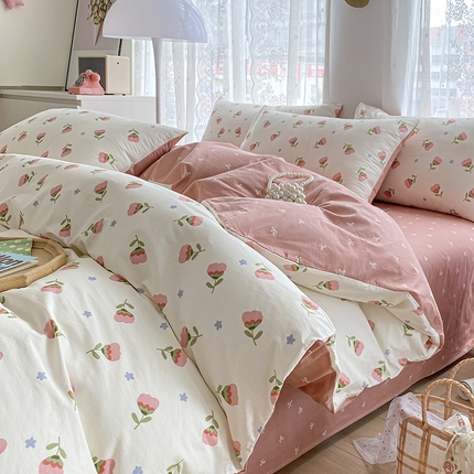 91家纺网 家纺一手货源 找家纺 （总）宇彬家纺 2024直播新款13372全棉纯棉印花单双人被套喷气小清新简约爆款学生被罩