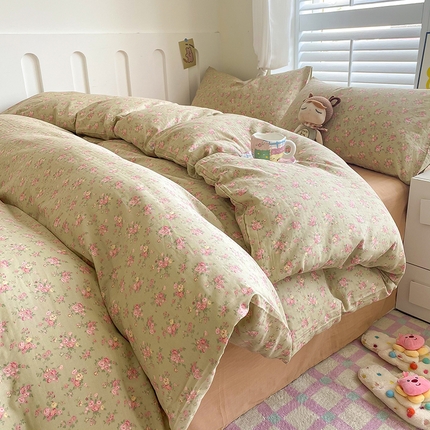 爵仕家纺 2025小清新风格双层纱纯棉四件套 暖洋