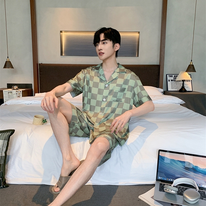 91家纺网 家纺一手货源 找家纺 洛兰沙 2024新款冰丝夏季高级感轻奢丝滑男士睡衣 512