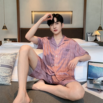 洛兰沙 2024新款冰丝夏季高级感轻奢丝滑男士睡衣 510