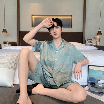 洛兰沙 2024新款冰丝夏季高级感轻奢丝滑男士睡衣 514