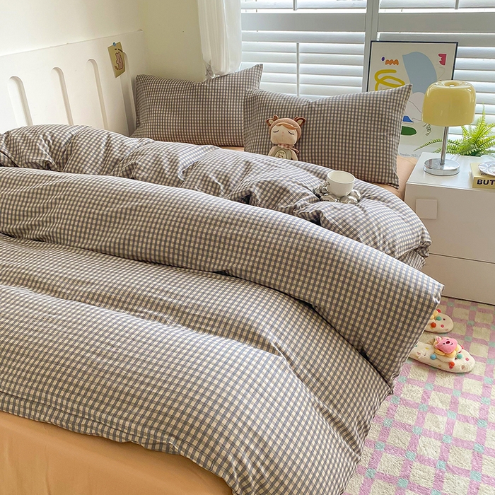 91家纺网 家纺一手货源 找家纺 爵仕家纺 2025小清新风格双层纱纯棉四件套 资调