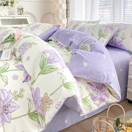 91家纺网 家纺一手货源 找家纺 （总）宇彬家纺 2024直播新款13372全棉纯棉印花单双人被套喷气小清新简约爆款学生被罩