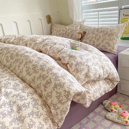 91家纺网 家纺一手货源 找家纺 （总）爵仕家纺 2025小清新风格双层纱纯棉四件套