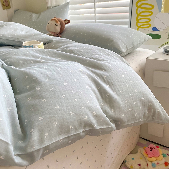 91家纺网 家纺一手货源 找家纺 爵仕家纺 2025小清新风格双层纱纯棉四件套 樱桃