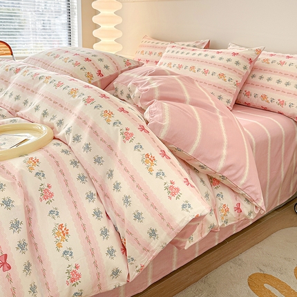 91家纺网 家纺一手货源 找家纺 （总）宇彬家纺 2024直播新款13372全棉纯棉印花单双人被套喷气小清新简约爆款学生被罩