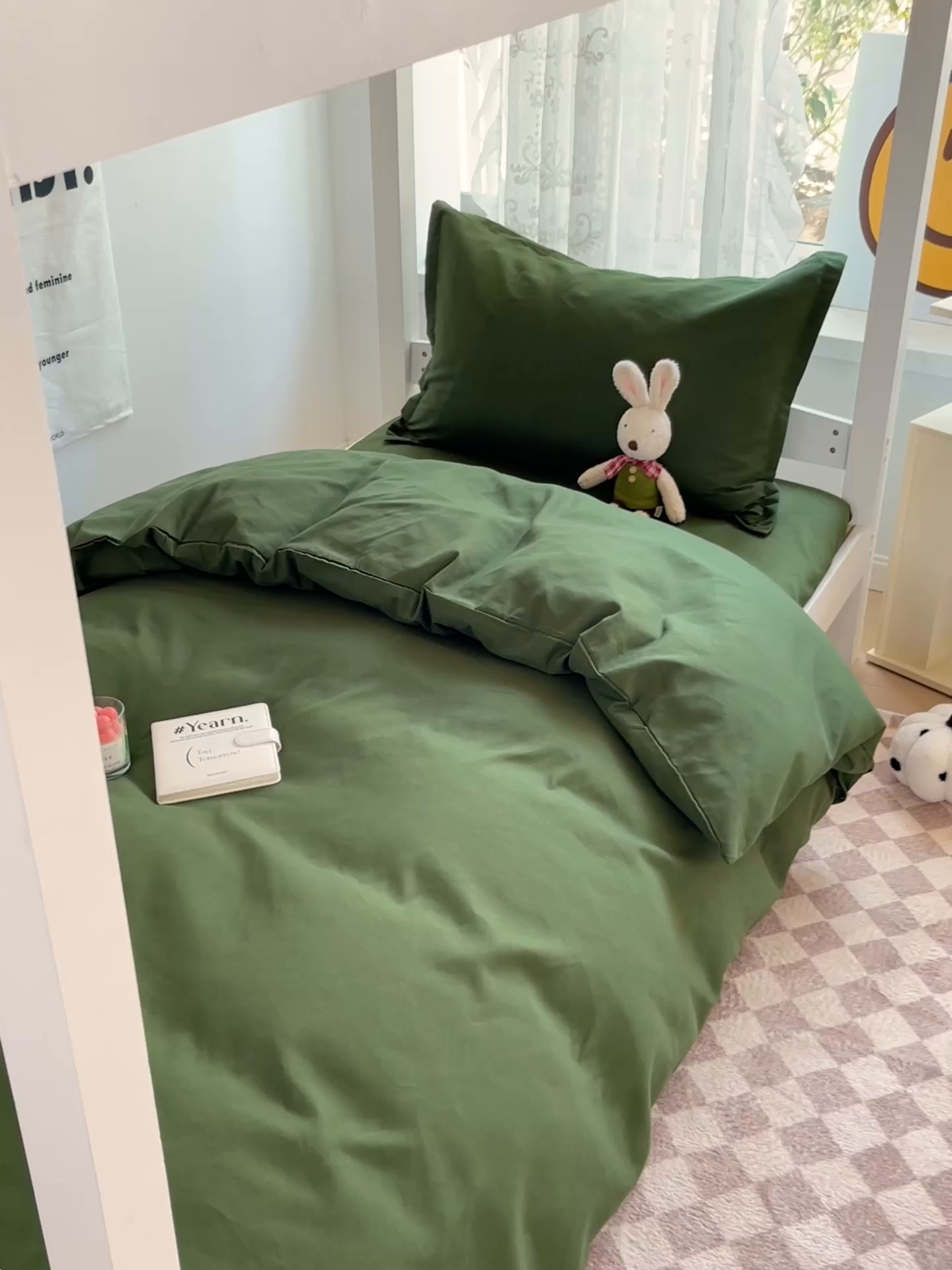 91家纺网 家纺一手货源 找家纺 简冠 2025新款植物羊绒学生宿舍三件套 军绿色