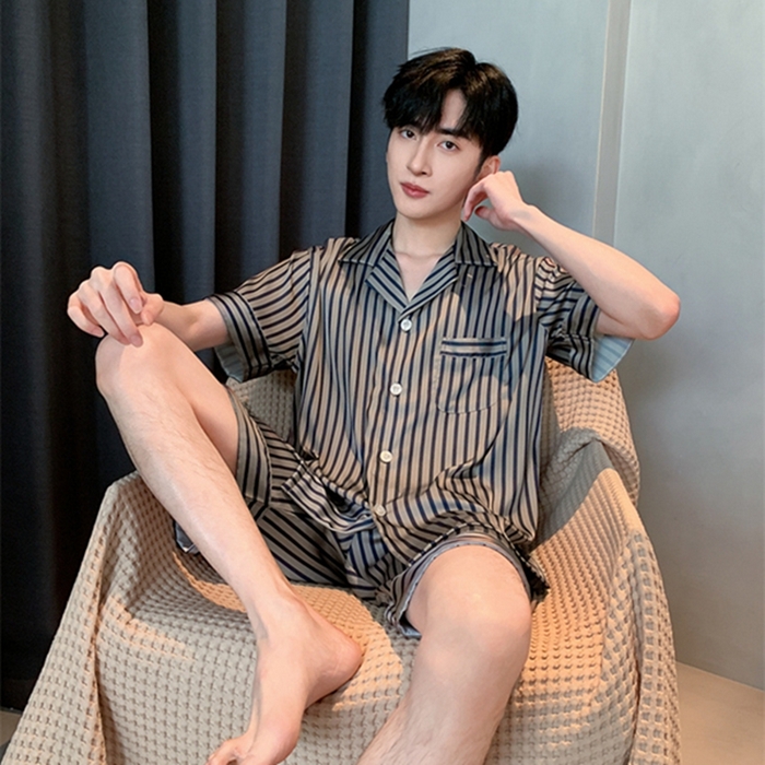 91家纺网 家纺一手货源 找家纺 洛兰沙 2024新款冰丝夏季高级感轻奢丝滑男士睡衣 501