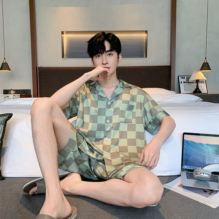 洛兰沙 2024新款冰丝夏季高级感轻奢丝滑男士睡衣 512