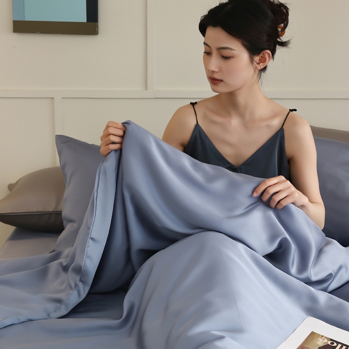 91家纺网 家纺一手货源 找家纺 轩和 2025新款A类LF兰精天丝套件 劳伦蓝