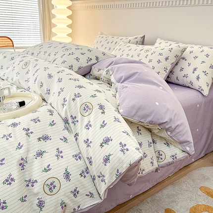 91家纺网 家纺一手货源 找家纺 （总）宇彬家纺 2024直播新款13372全棉纯棉印花单双人被套喷气小清新简约爆款学生被罩