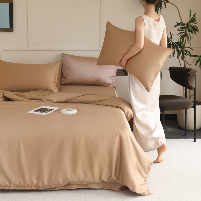 91家纺网 家纺一手货源 找家纺 轩和 2025新款A类LF兰精天丝套件 拿铁咖