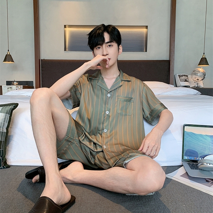 91家纺网 家纺一手货源 找家纺 洛兰沙 2024新款冰丝夏季高级感轻奢丝滑男士睡衣 513