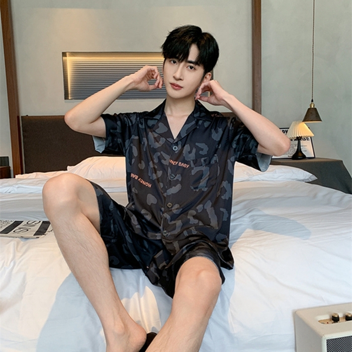 91家纺网 家纺一手货源 找家纺 洛兰沙 2024新款冰丝夏季高级感轻奢丝滑男士睡衣 506