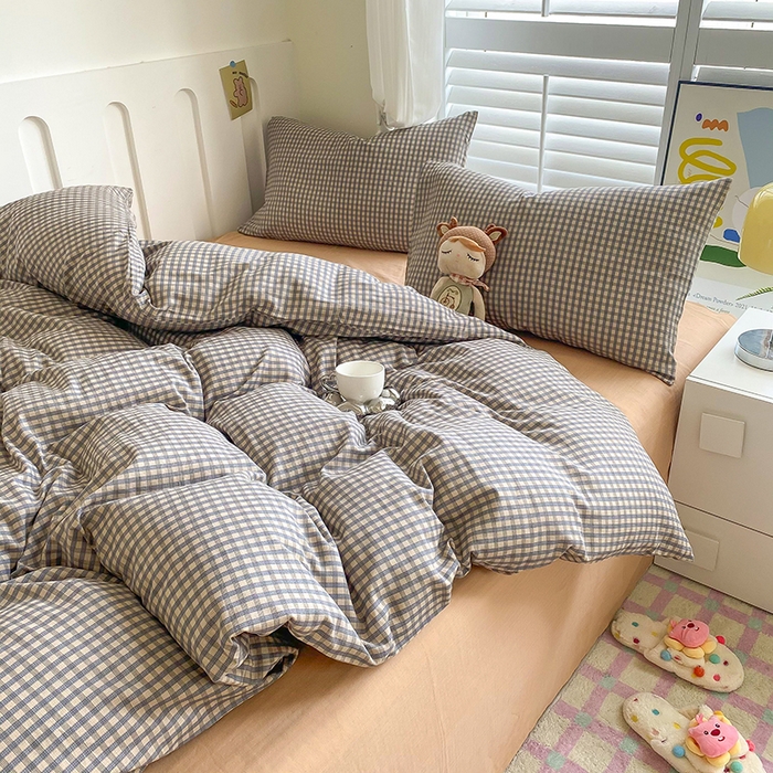 91家纺网 家纺一手货源 找家纺 爵仕家纺 2025小清新风格双层纱纯棉四件套 资调