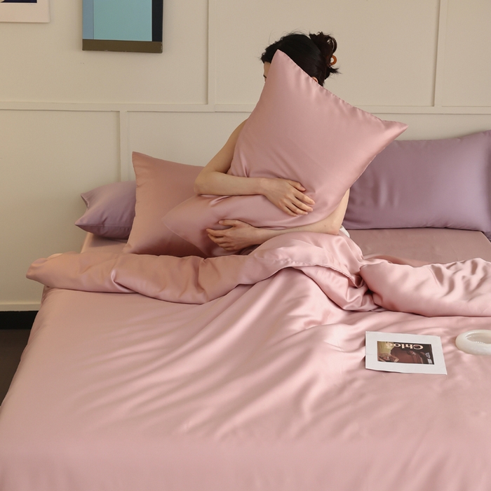 91家纺网 家纺一手货源 找家纺 轩和 2025新款A类LF兰精天丝套件 胭脂粉