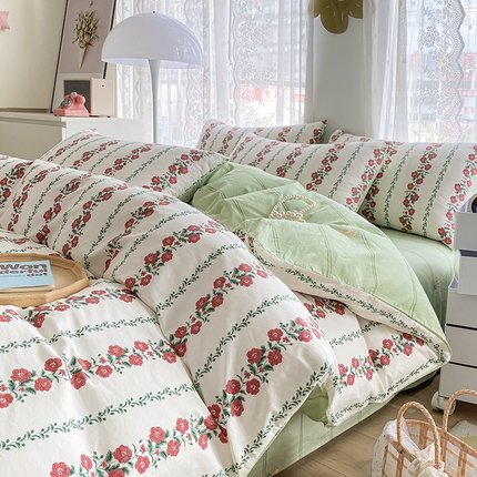 91家纺网 家纺一手货源 找家纺 （总）宇彬家纺 2024直播新款13372全棉纯棉印花单双人被套喷气小清新简约爆款学生被罩