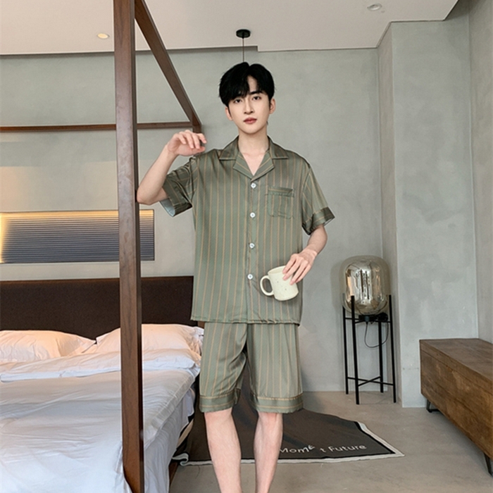 91家纺网 家纺一手货源 找家纺 洛兰沙 2024新款冰丝夏季高级感轻奢丝滑男士睡衣 513